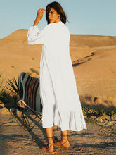 Vestido largo con capas, cuello redondo, botones delanteros, vestidos de día extragrandes